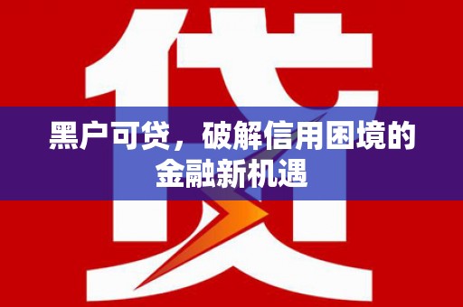 振兴黑户可贷，破解信用困境的金融新机遇